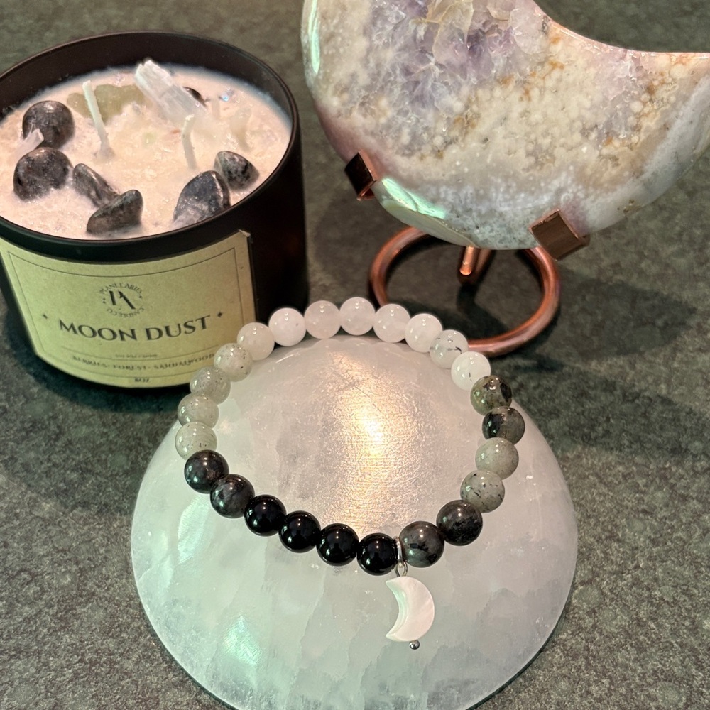 Ombré moon phases bracelet w/ moon charm